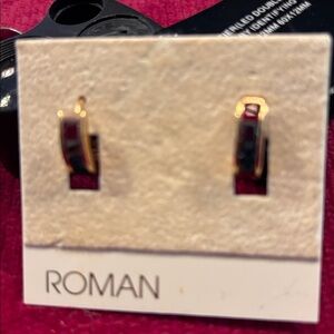 Roman Gold Tone Multi color Hoop Earrings